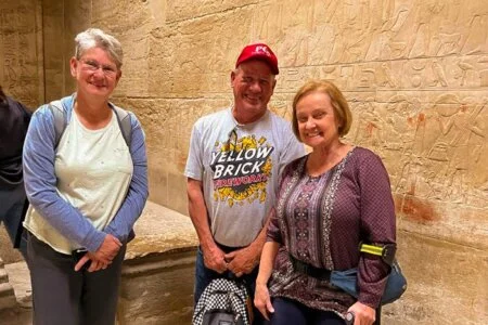 A picture of one of our wonderful groups from inside the tombs of Kom El Shoqafa 700x500